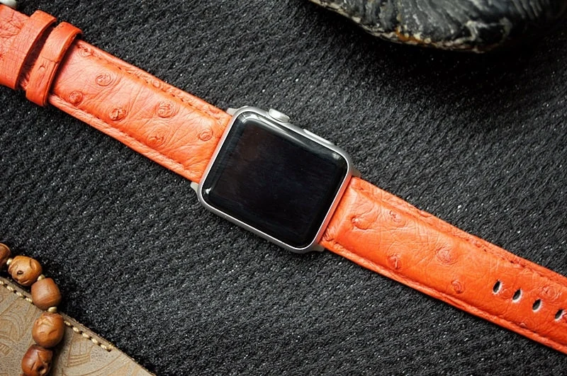 Handgefertigtes Uhrenarmband 3 aus Straußenbauchleder inkl. Bandadapter und Schließe für Apple Watch Serie 1 2 3 4 – Bild 6